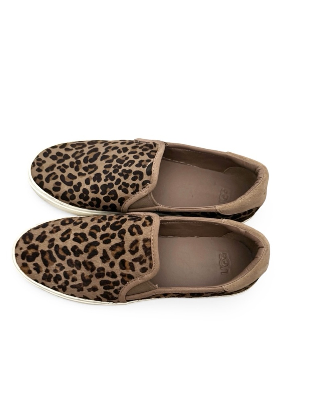 UGG Jass Exotic Leopard Print Calf Hair Slip On Flats Sneakers SZ 10 Shoes - Picture 6 of 6